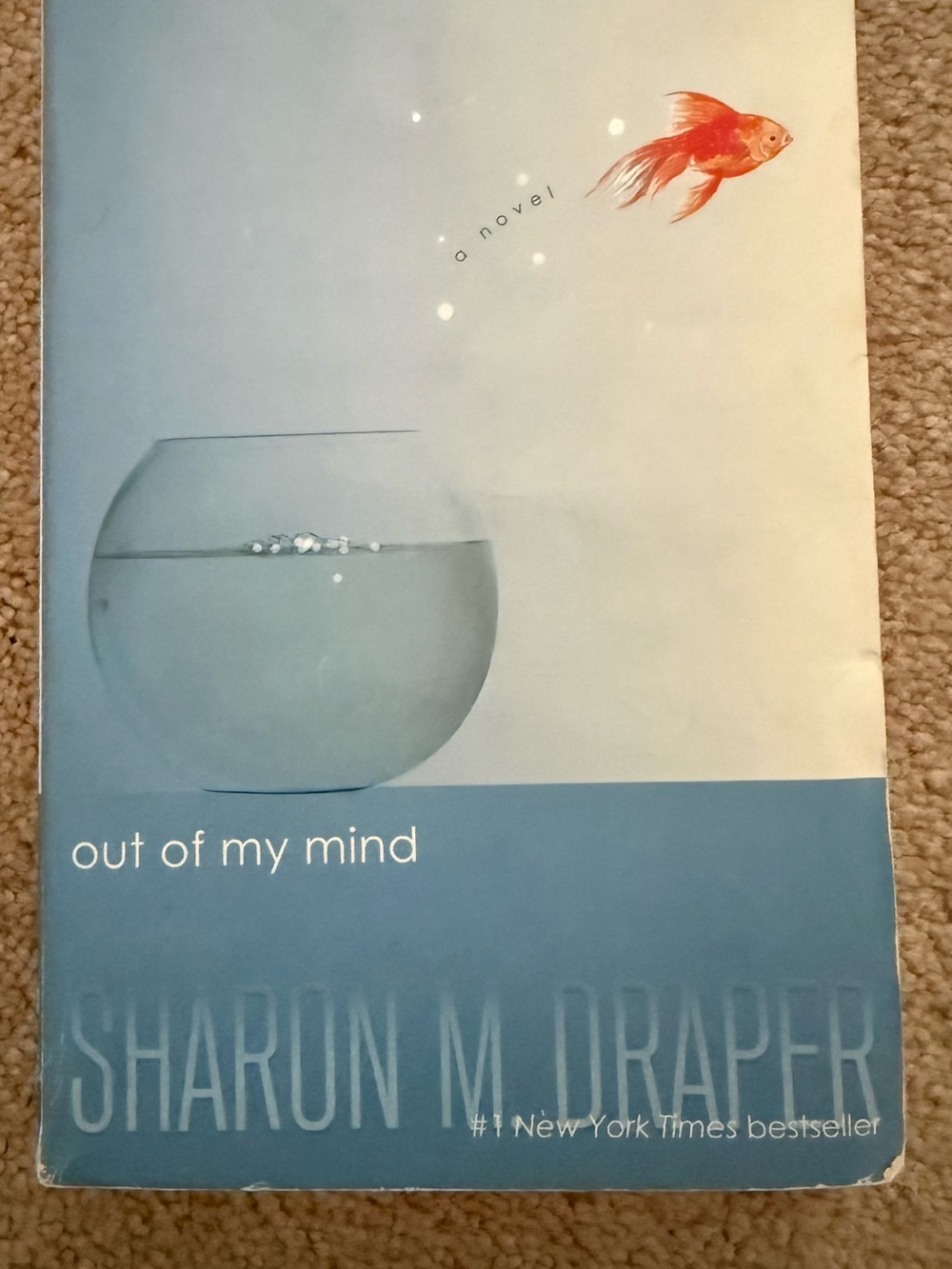 Out of My Mind by Sharon M. Draper — Light Blue Cover with Orange Fish